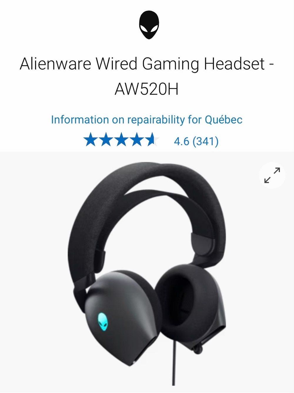 Alienware Wired Gaming Headset - AW520H Brand New